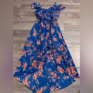 by & by Vibrant Floral Blue Dress